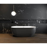 Maax - Tosca Matte 6732 Acrylic Freestanding Center Drain Bathtub in Matte White with Matte Black Skirt - Matte Black