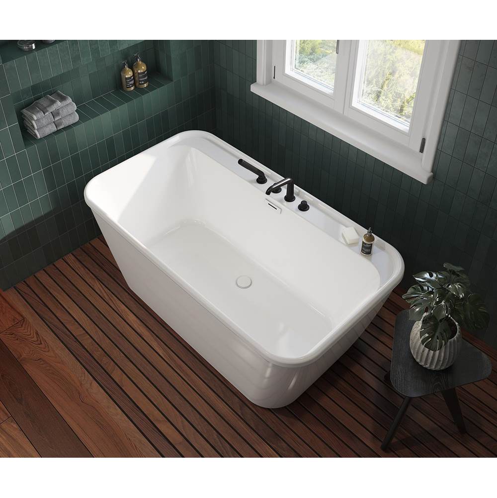 Pocono 58 x 32 AcrylX Freestanding Center Drain Bathtub in White with White Skirt