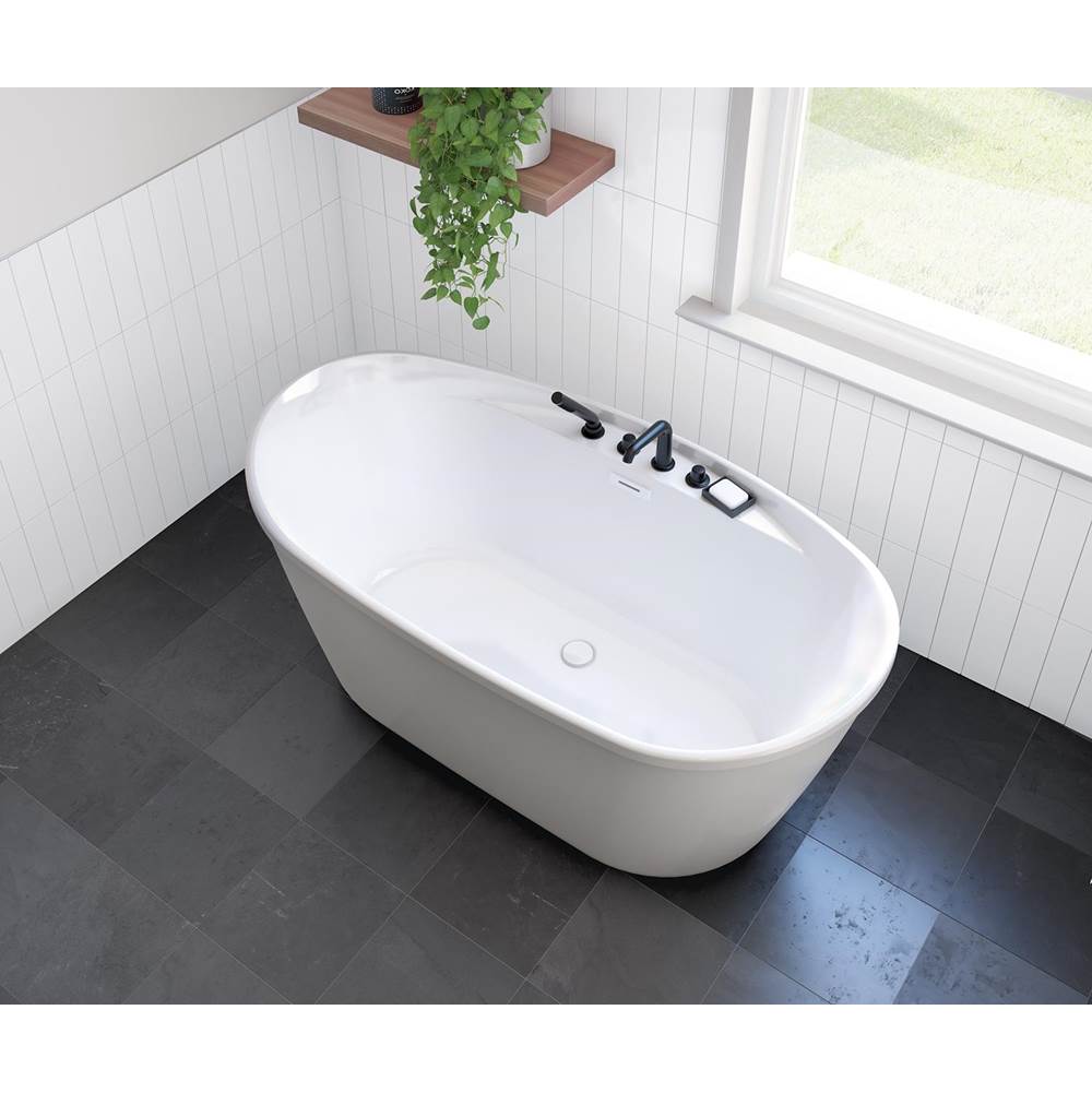 Sonoma 58 x 32 AcrylX Freestanding Center Drain Bathtub in White with White Skirt