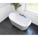 Sonoma 58 x 32 AcrylX Freestanding Center Drain Bathtub in White with White Skirt