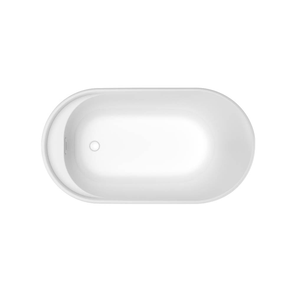 Finlay 58 x 32 AcrylX Freestanding End Drain Bathtub in White with White Skirt
