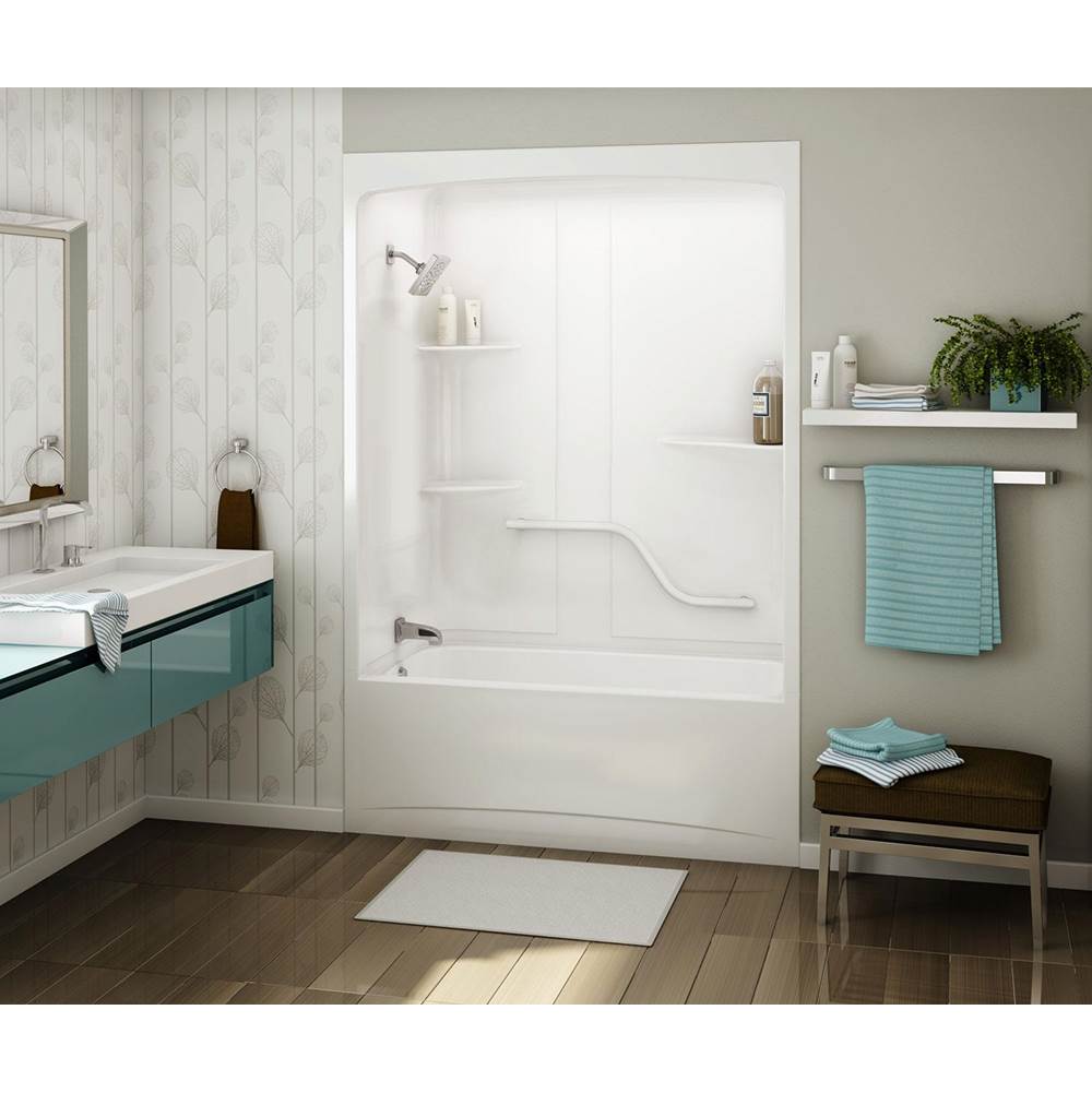 Allia TSR-6032 Acrylic Alcove Left-Hand Drain One-Piece Whirlpool Tub Shower in White