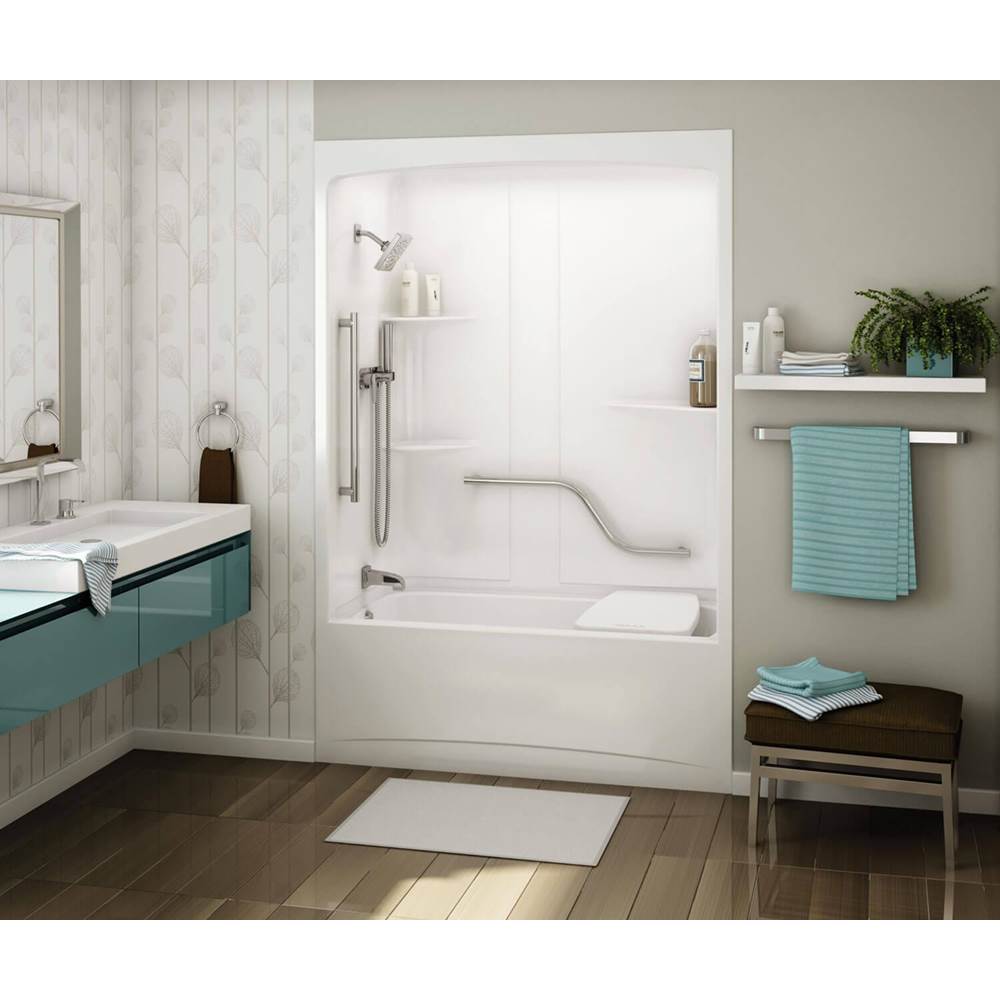 ALLIA TSR-6032 Acrylic Alcove Left-Hand Drain Three-Piece Whirlpool Tub Shower in White