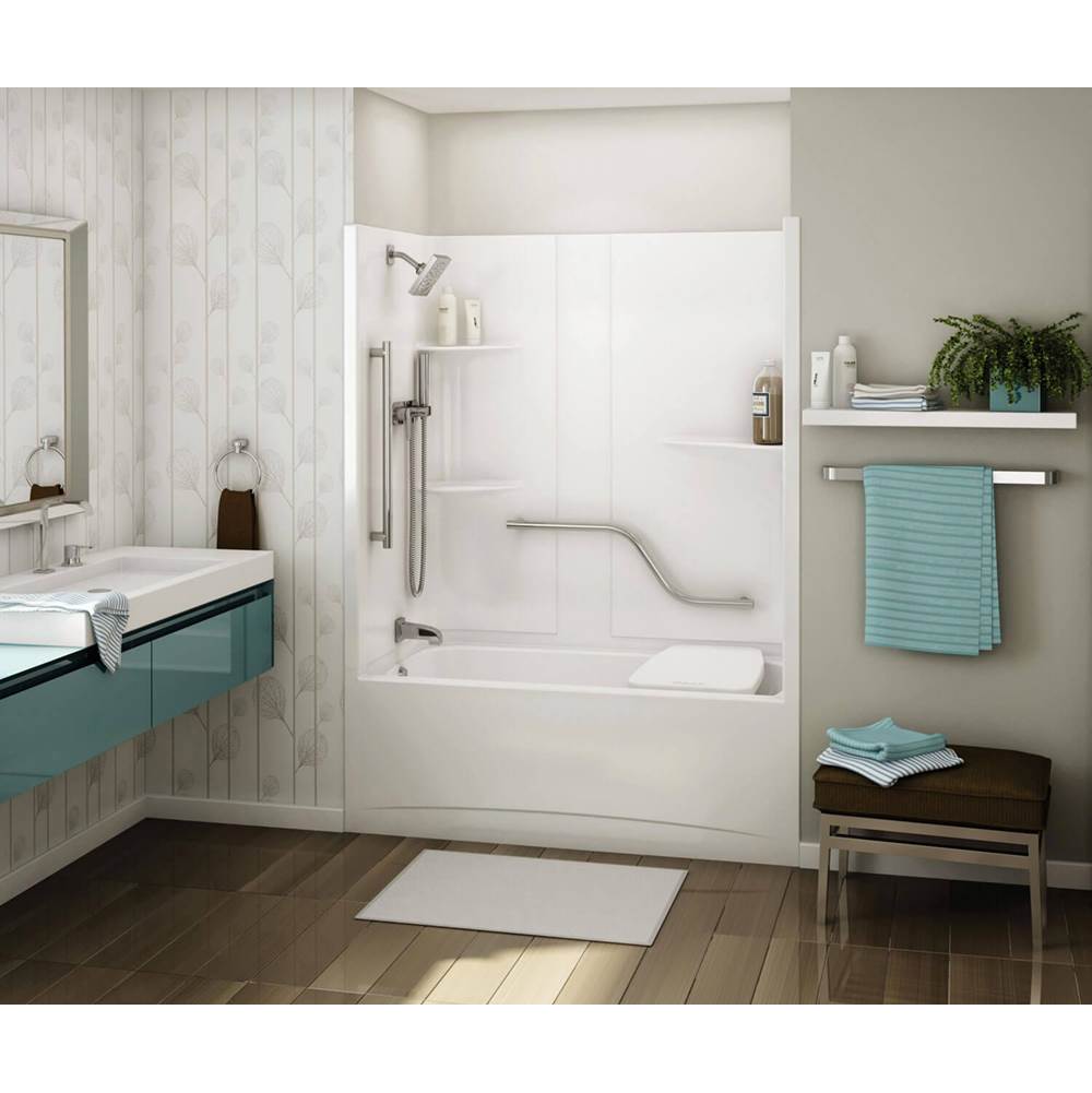 Allia TS-6032 Acrylic Alcove Left-Hand Drain One-Piece Whirlpool Tub Shower in White