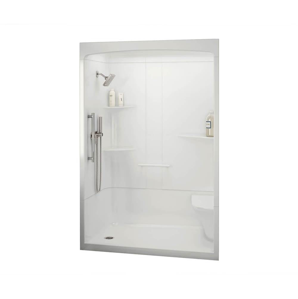 ALLIA SHR-6034 Acrylic Alcove Center Drain Three-Piece Shower in White