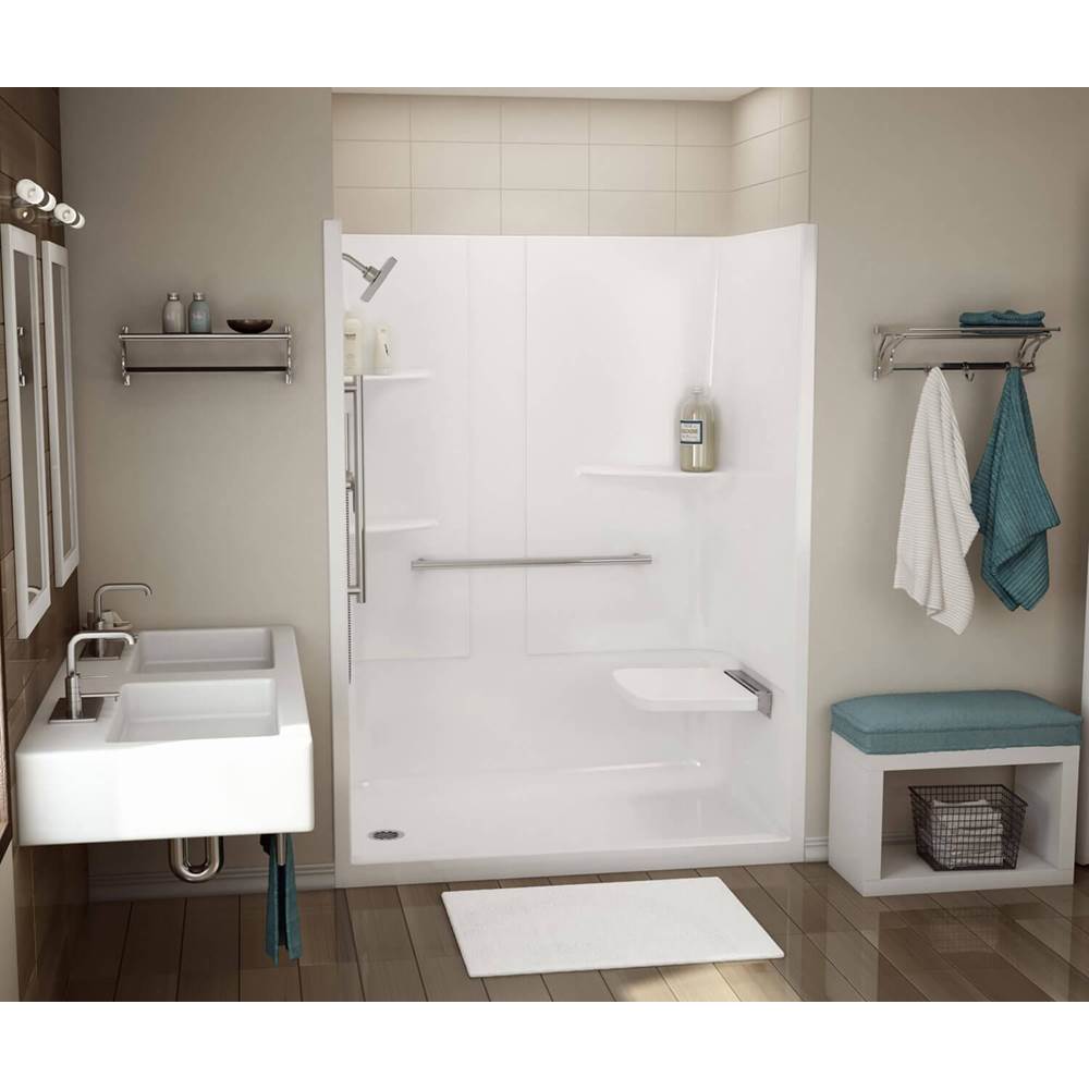 ALLIA SH-6034 Acrylic Alcove Left-Hand Drain One-Piece Shower in White