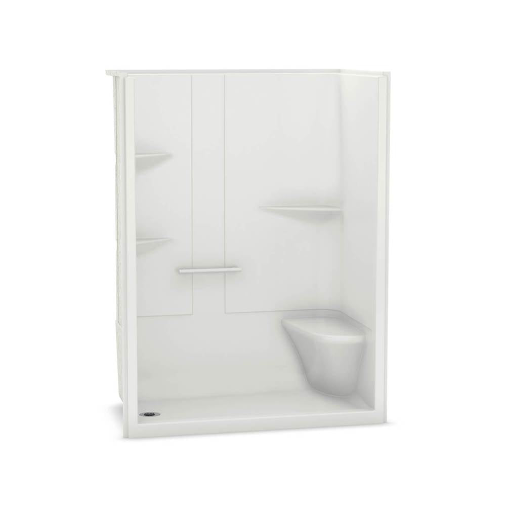 ALLIA SH-6034 Acrylic Alcove Left-Hand Drain One-Piece Shower in White