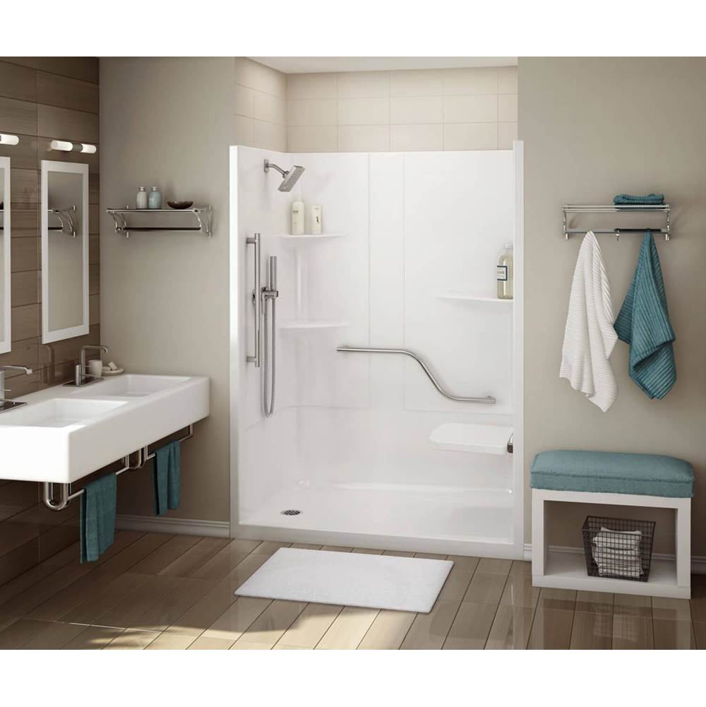 ALLIA SH-6034 Acrylic Alcove Left-Hand Drain One-Piece Shower in White