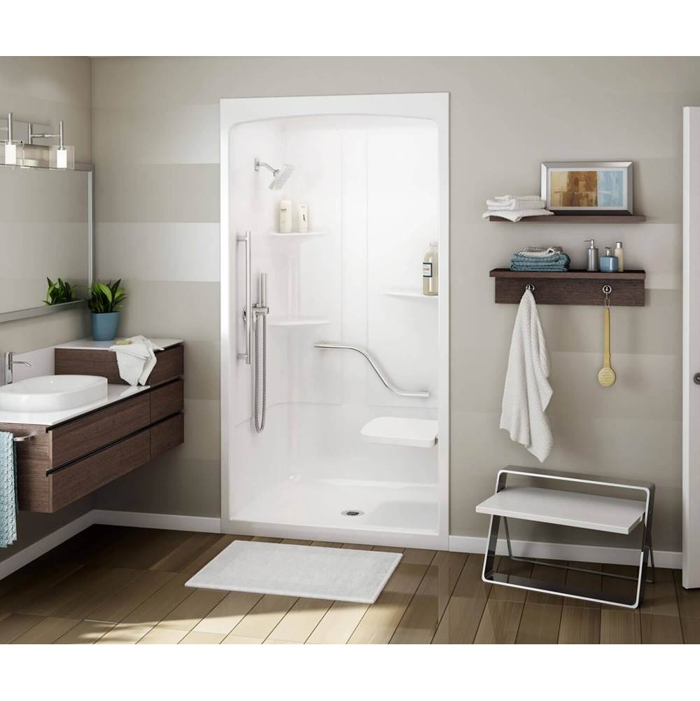 ALLIA SHR-4834 Acrylic Alcove Center Drain One-Piece Shower in White