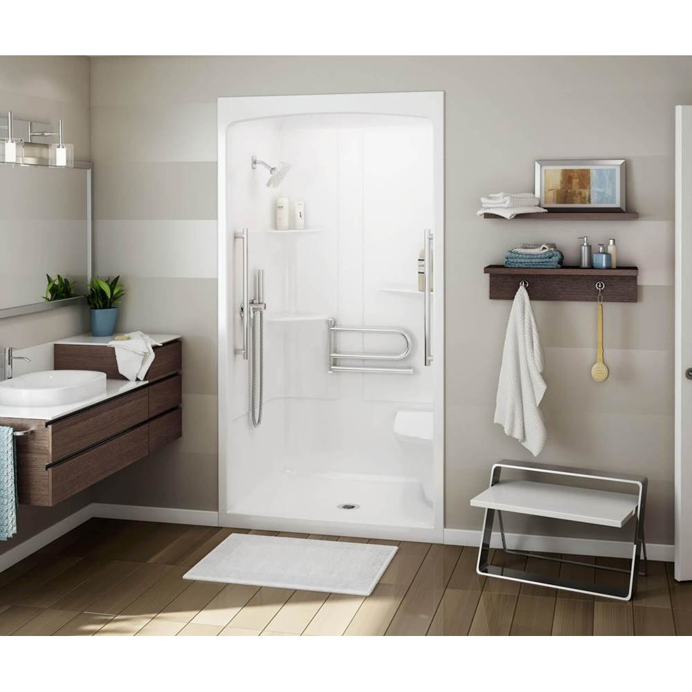 ALLIA SHR-4834 Acrylic Alcove Center Drain One-Piece Shower in White