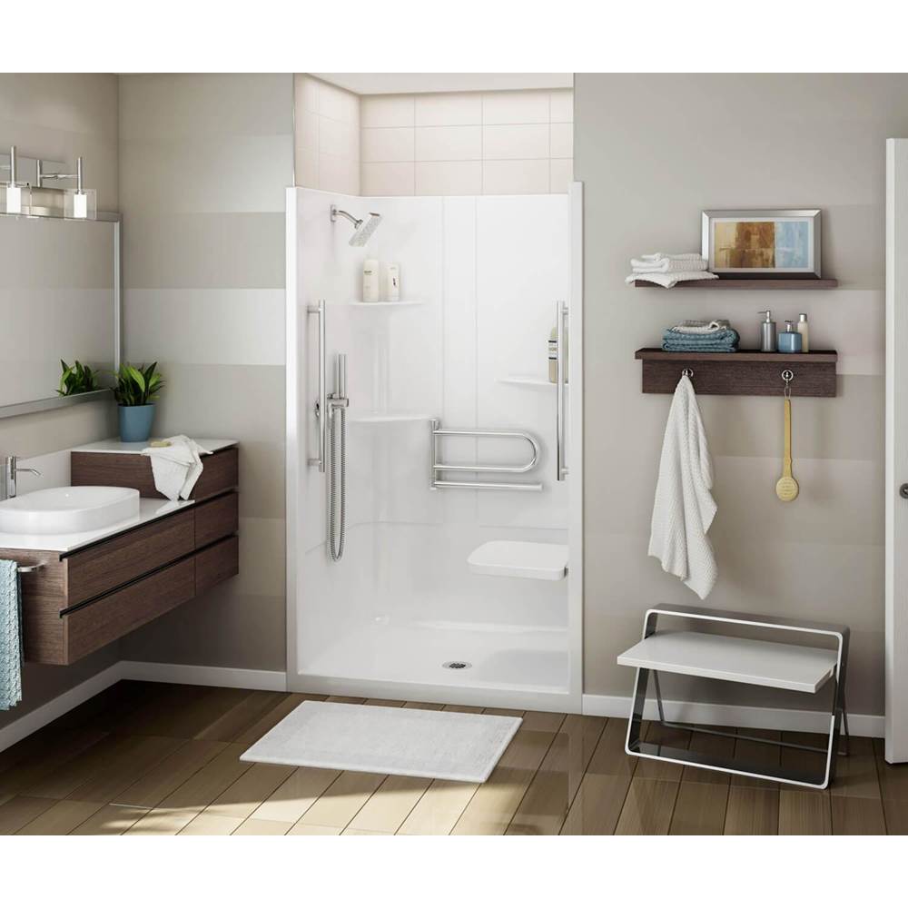 ALLIA SH-4834 Acrylic Alcove Center Drain One-Piece Shower in White