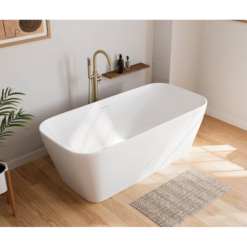 Renata 67 x 32 Acrylic Freestanding Center Drain Bathtub in Matte White with Matte White Skirt
