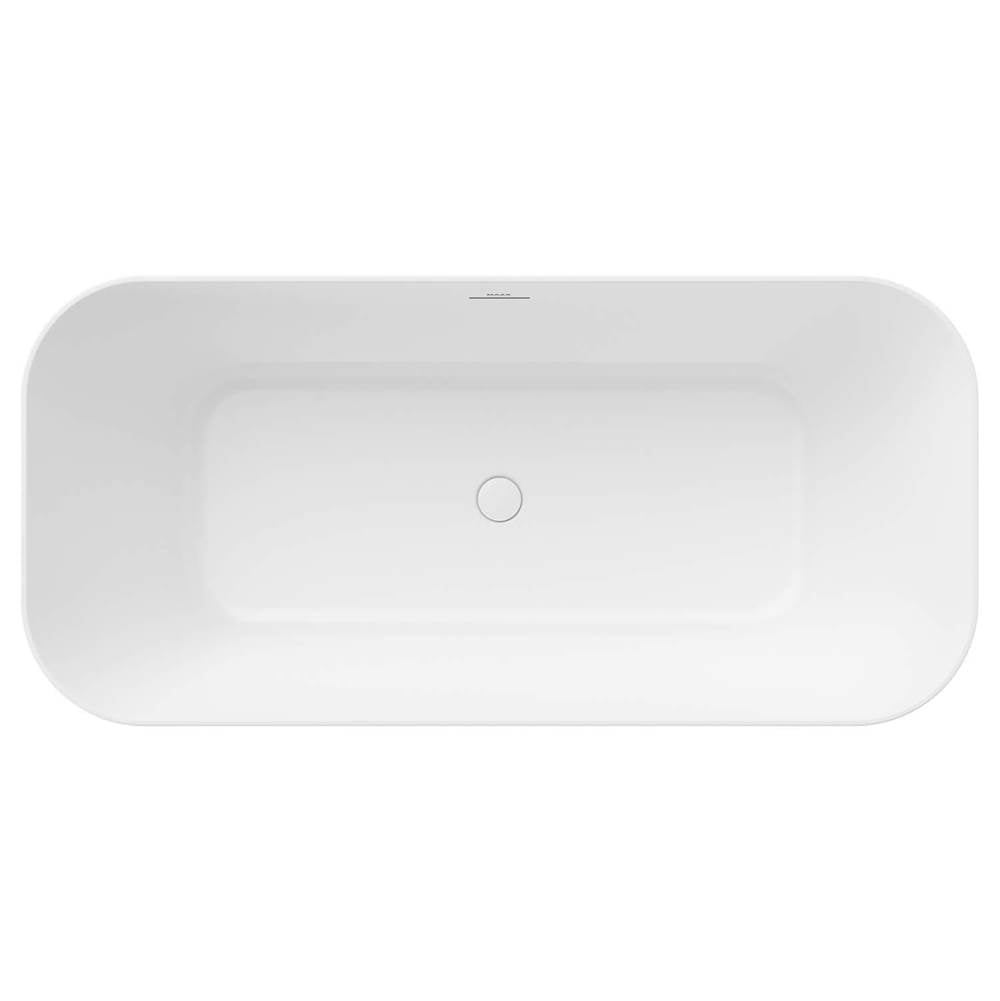 Renata 67 x 32 Acrylic Freestanding Center Drain Bathtub in Matte White with Matte White Skirt