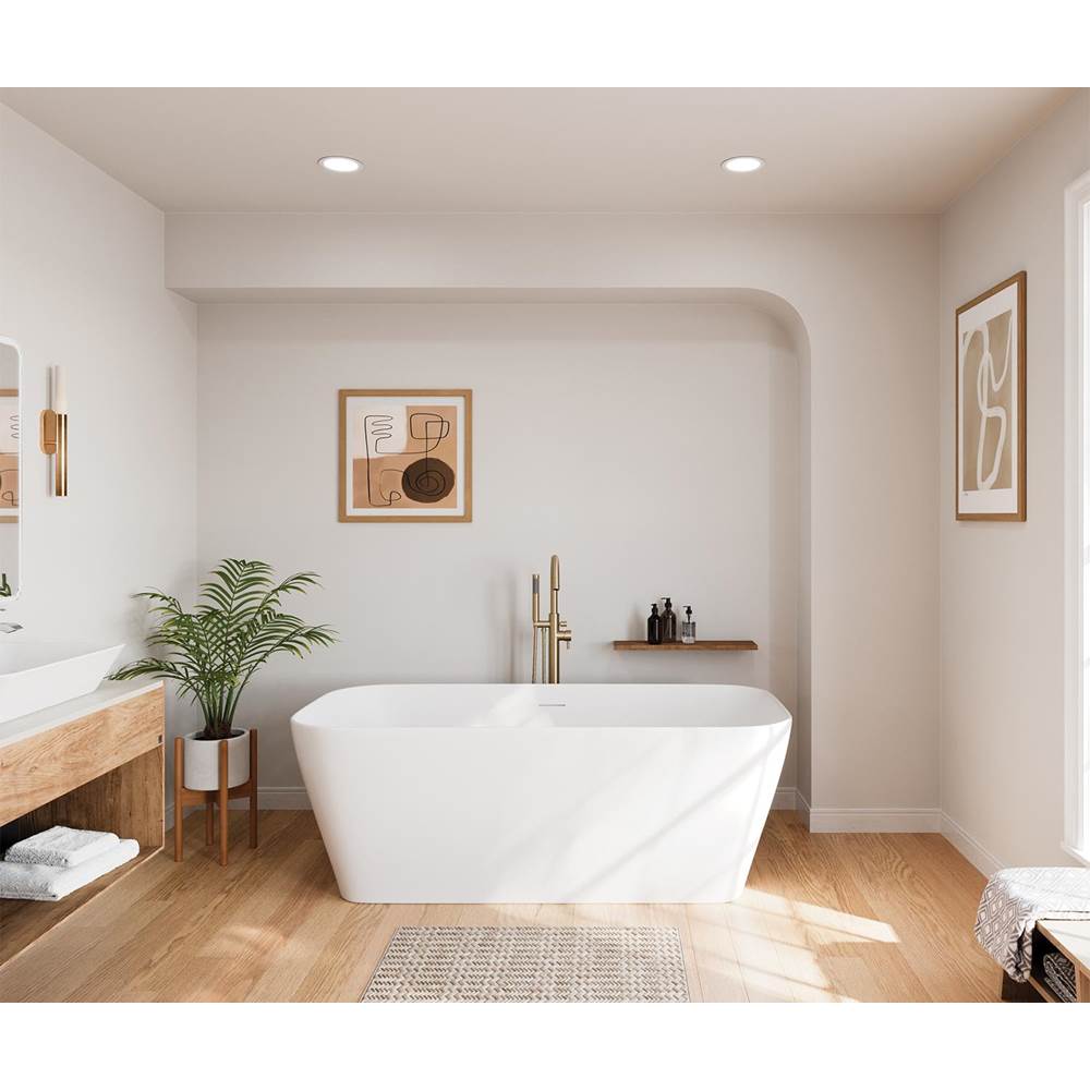 Maax - Renata 67 x 32 Acrylic Freestanding Center Drain Bathtub in Matte White with Matte White Skirt - Matte White
