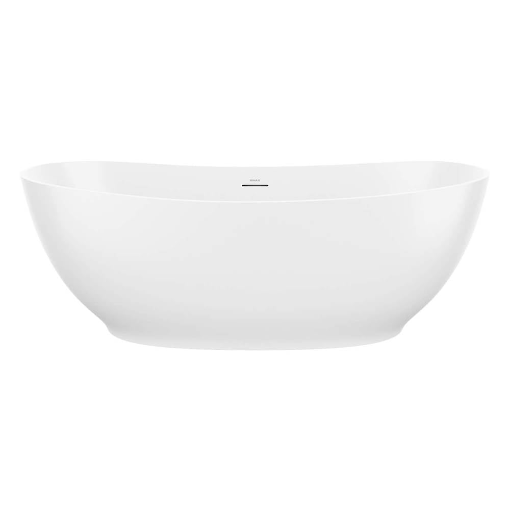 Valentina 67 x 32 Acrylic Freestanding Center Drain Bathtub in Matte White with Matte White Skirt