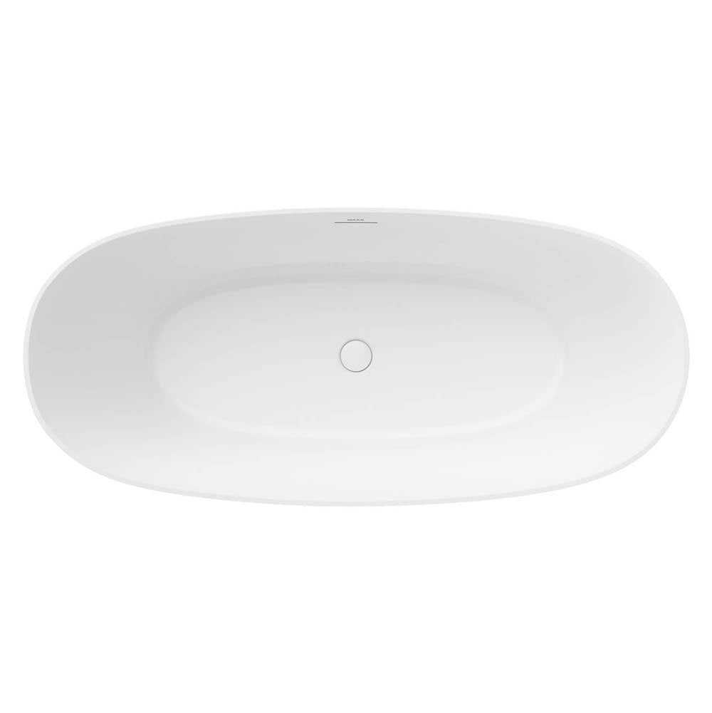Valentina 67 x 32 Acrylic Freestanding Center Drain Bathtub in Matte White with Matte White Skirt