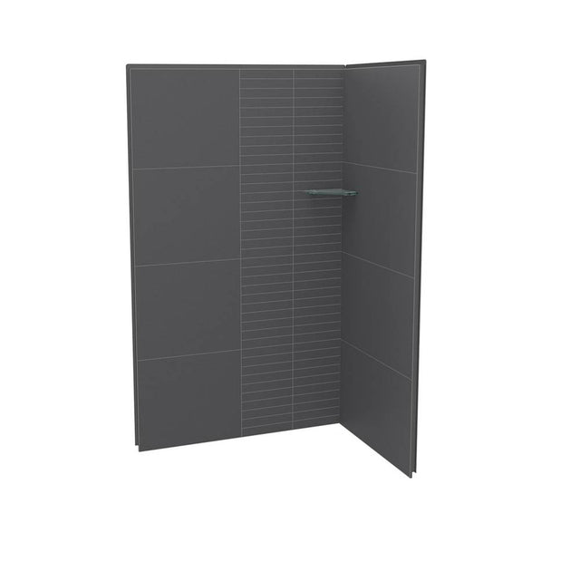 Maax - Utile 4836 Composite Direct-to-Stud Two-Piece Corner Shower Wall Kit in Erosion Charcoal - Charcoal