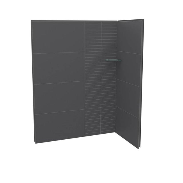 Maax - Utile 6032 Composite Direct-to-Stud Two-Piece Corner Shower Wall Kit in Erosion Charcoal - Charcoal