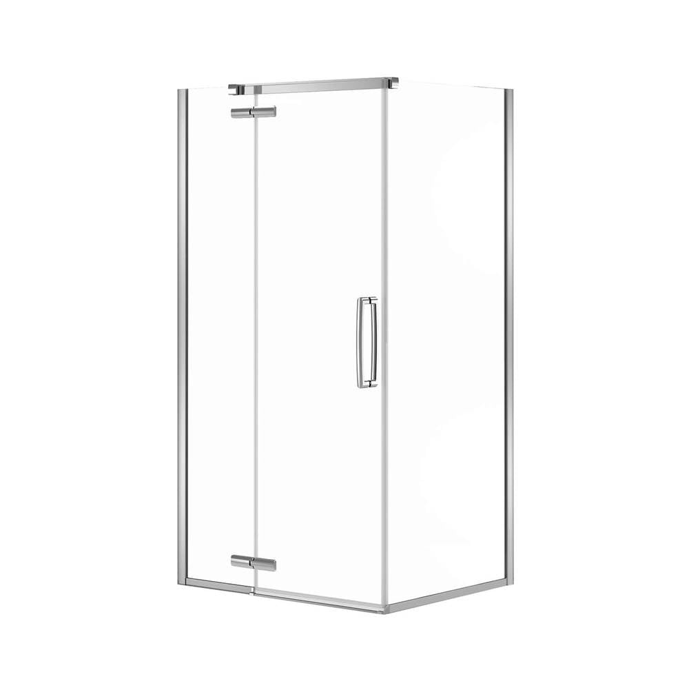 Link Curve Rectangular 42 x 34 x 75 in. 8mm Pivot Shower Door for Corner Installation with Clear glass in Chrome