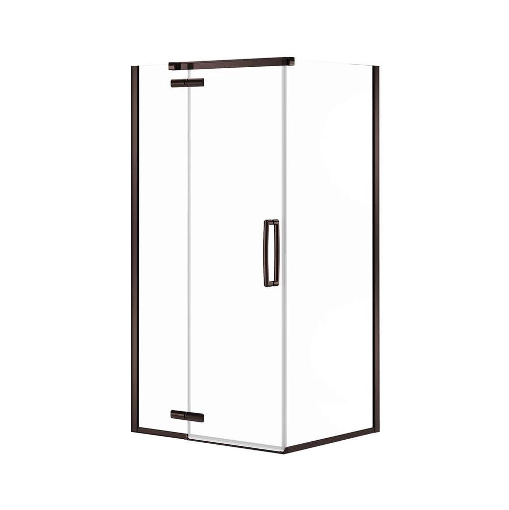 Link Curve Rectangular 42 x 34 x 75 in. 8mm Pivot Shower Door for Corner Installation with Clear glass in Dark Bronze