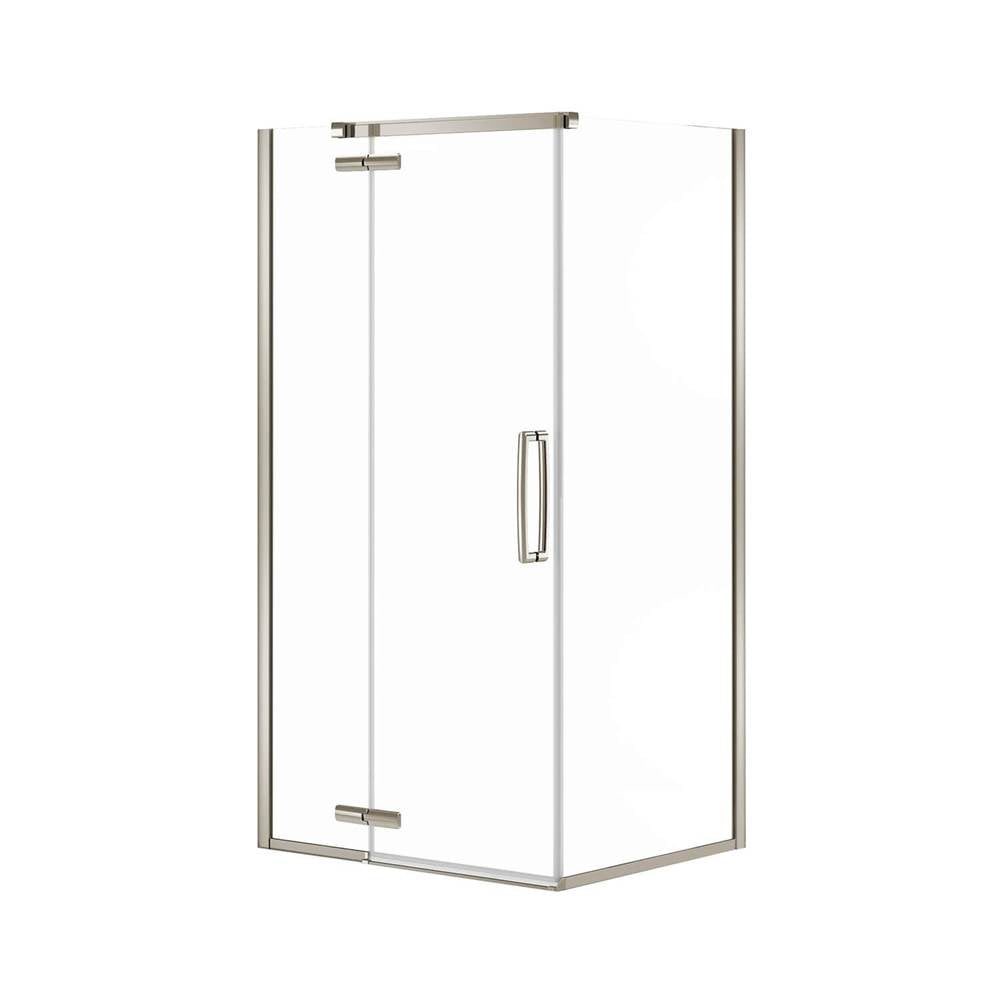 Link Curve Rectangular 42 x 34 x 75 in. 8mm Pivot Shower Door for Corner Installation with Clear glass in Brushed Nickel