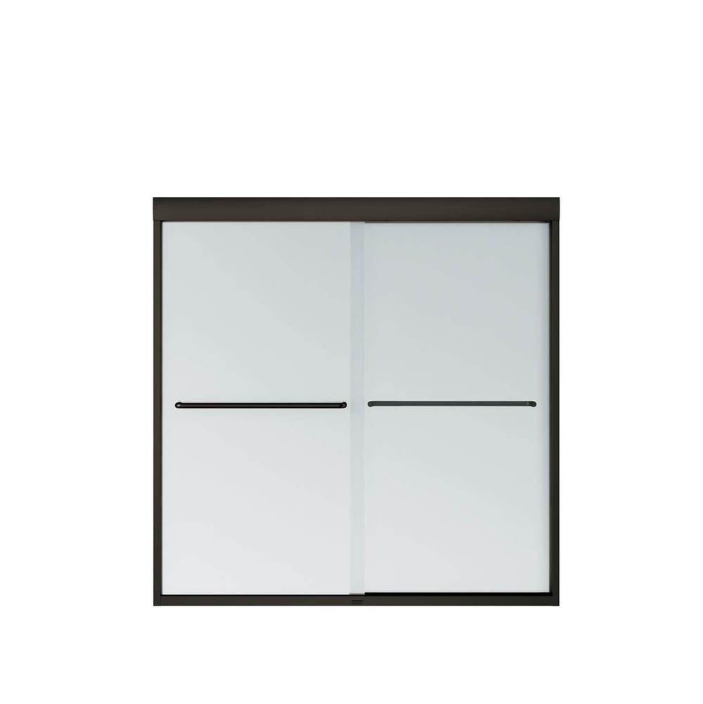 Kameleon 55-59 x 57 in. 6 mm Bypass Tub Door for Alcove Installation with Frosted glass in Dark Bronze