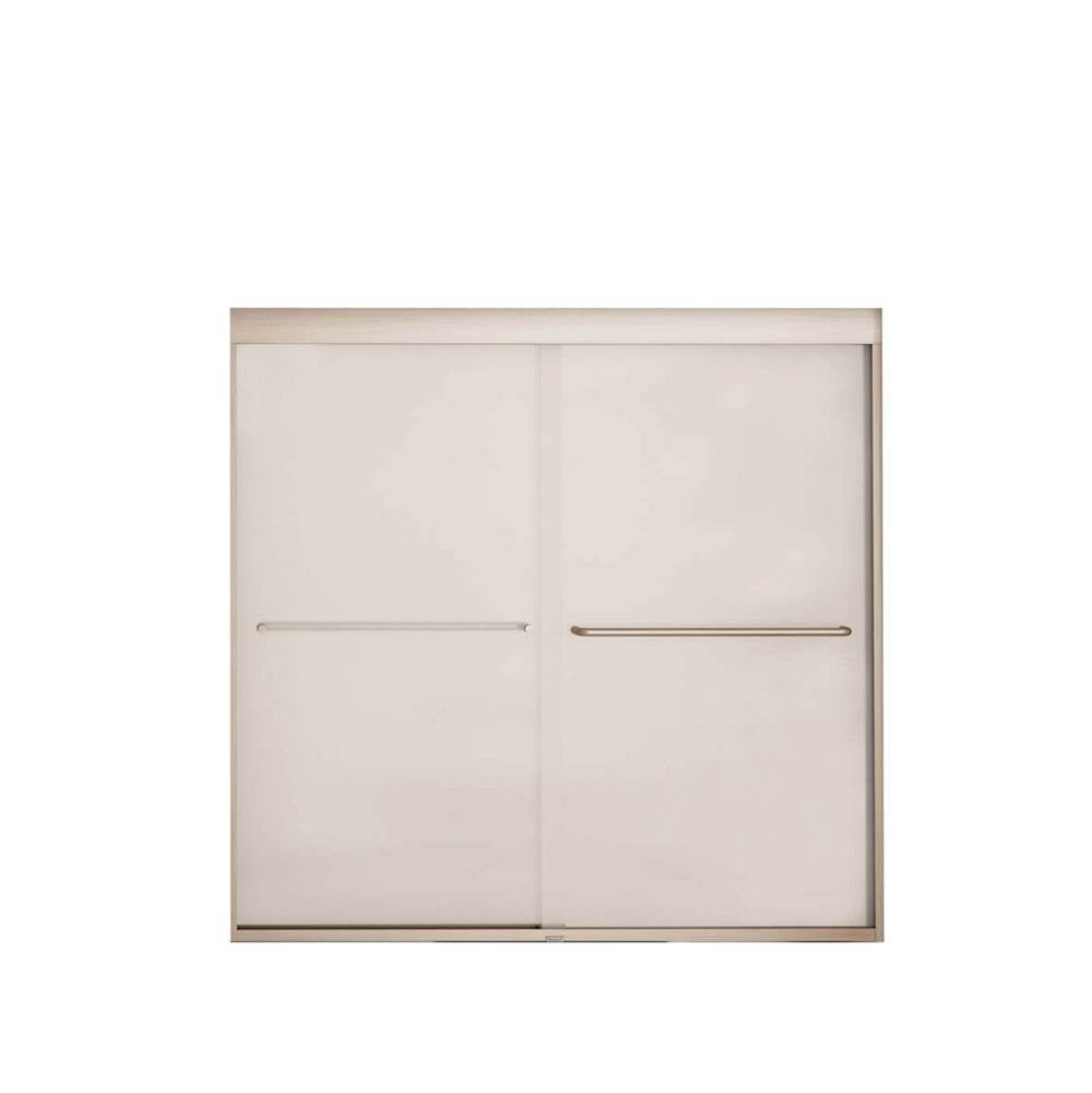 Kameleon 55-59 x 57 in. 6 mm Bypass Tub Door for Alcove Installation with Frosted glass in Brushed Nickel
