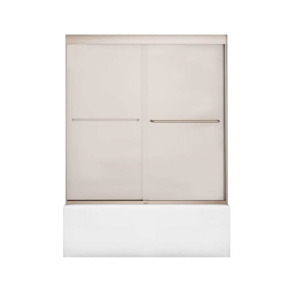 Kameleon 55-59 x 57 in. 6 mm Bypass Tub Door for Alcove Installation with Frosted glass in Brushed Nickel