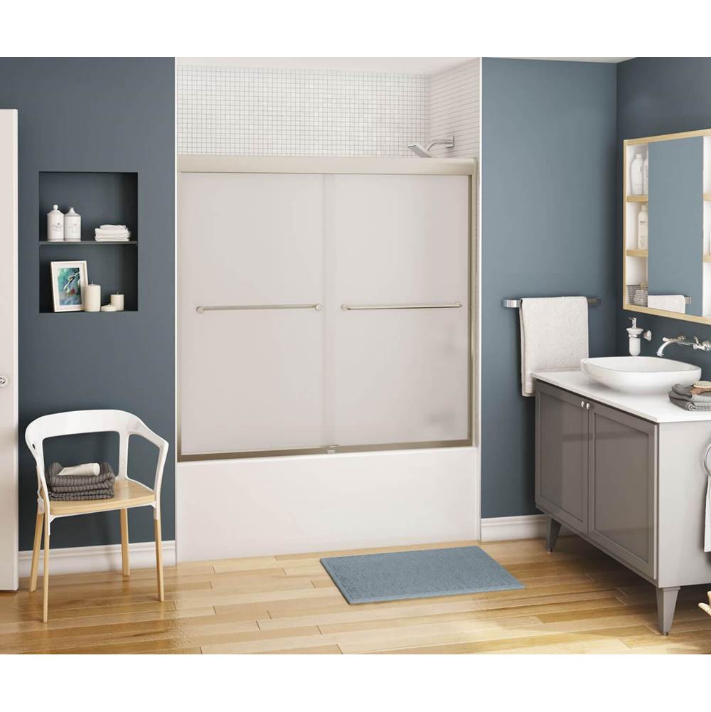 Maax - Kameleon 55-59 x 57 in. 6 mm Bypass Tub Door for Alcove Installation with Frosted glass in Brushed Nickel