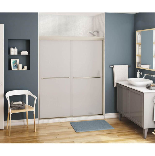 Maax - Kameleon 55-59 x 71 in. 6 mm Bypass Shower Door for Alcove Installation with Frosted glass in Brushed Nickel