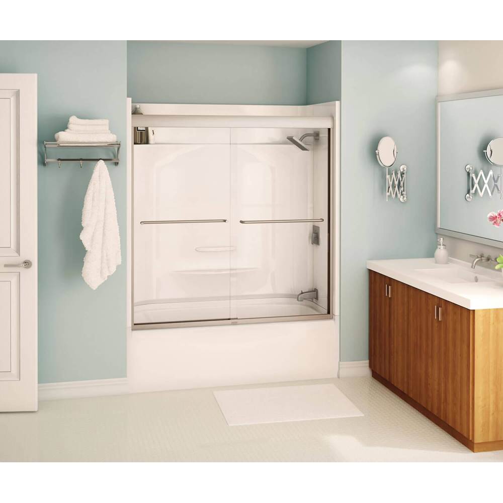 Maax - Kameleon 55-59 x 57 in. 8 mm Bypass Tub Door for Alcove Installation with Clear glass in Brushed Nickel
