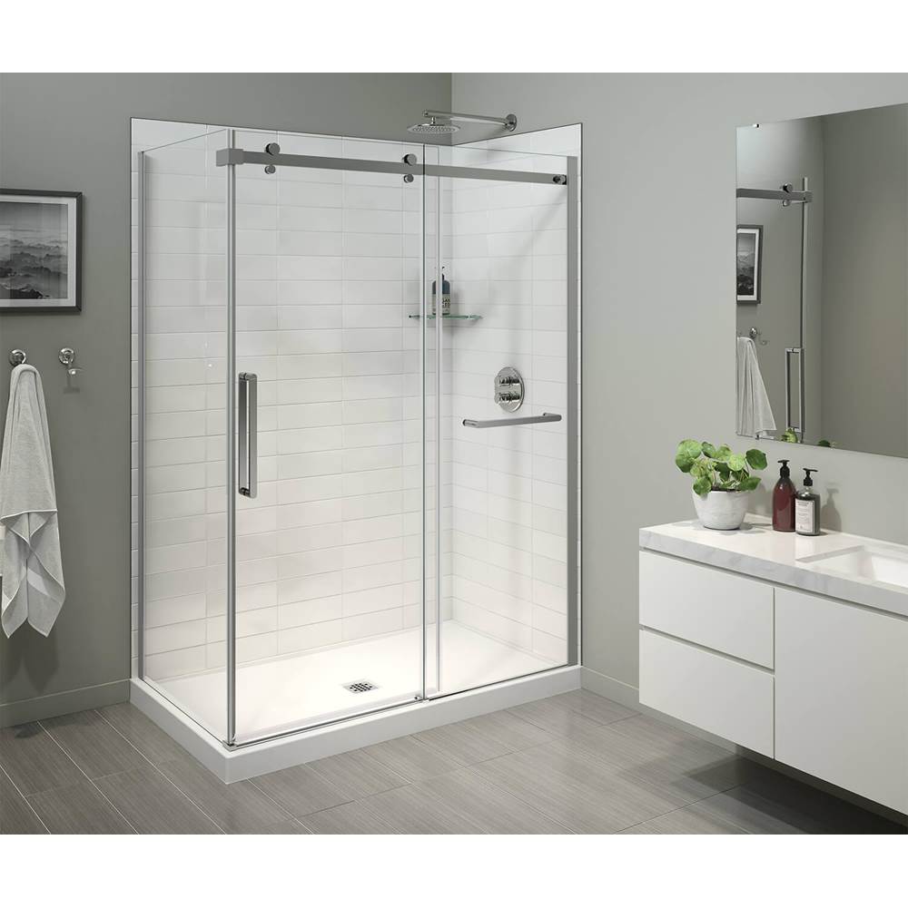 Maax - Halo Pro 60 x 32 x 78 3/4 in. 8mm Sliding Shower Door with Towel Bar for Corner Installation with Clear glass in Chrome