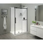 Maax - Halo Pro 48 x 32 x 78 3/4 in. 8mm Sliding Shower Door with Towel Bar for Corner Installation with Clear glass in Matte Black