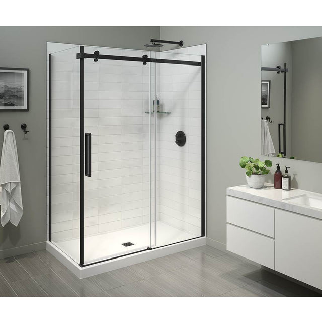 Maax - Halo Pro 60 x 36 x 78 3/4 in. 8mm Sliding Shower Door for Corner Installation with Clear glass in Matte Black