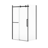 Halo Pro 48 x 36 x 78 3/4 in. 8mm Sliding Shower Door with Towel Bar for Corner Installation with Clear glass in Matte Black