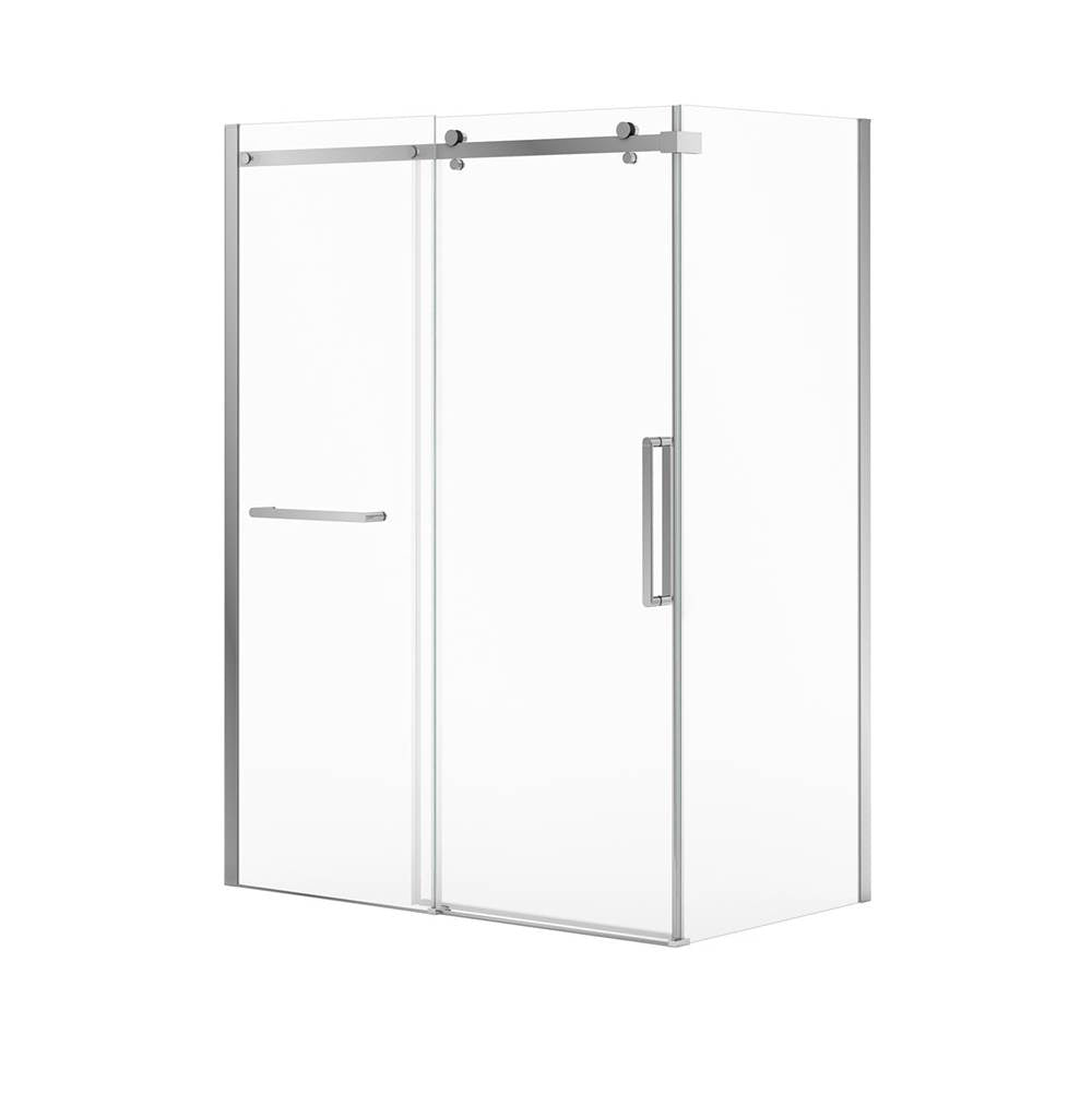Halo Pro 60 x 36 x 78 3/4 in. 8mm Sliding Shower Door with Towel Bar for Corner Installation with Clear glass in Chrome