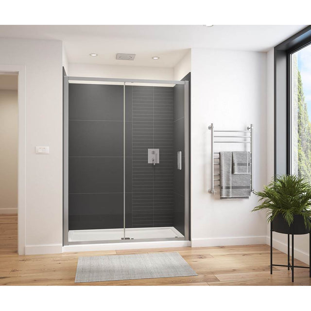 Maax - Connect Pro 55.5-57 x 76 in. 6mm Sliding Shower Door for Alcove Installation with Clear glass in Chrome