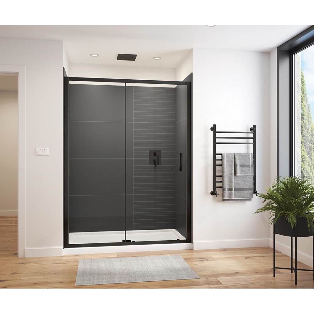 Maax - Connect Pro 57-58.5 x 76 in. 6mm Sliding Shower Door for Alcove Installation with Clear glass in Matte Black