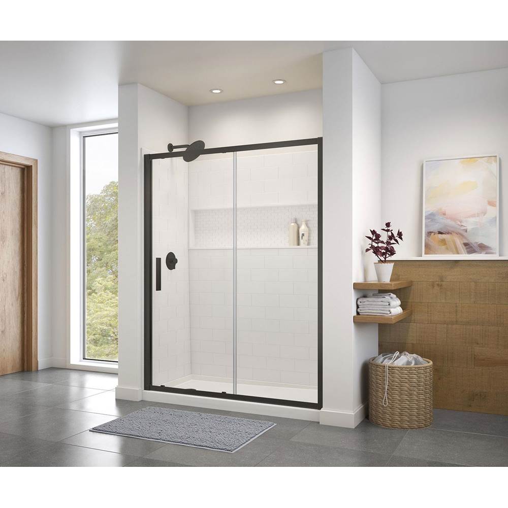 Connect 55.5-57 x 72 in. 6mm Sliding Shower Door for Alcove Installation with Clear glass in Matte Black