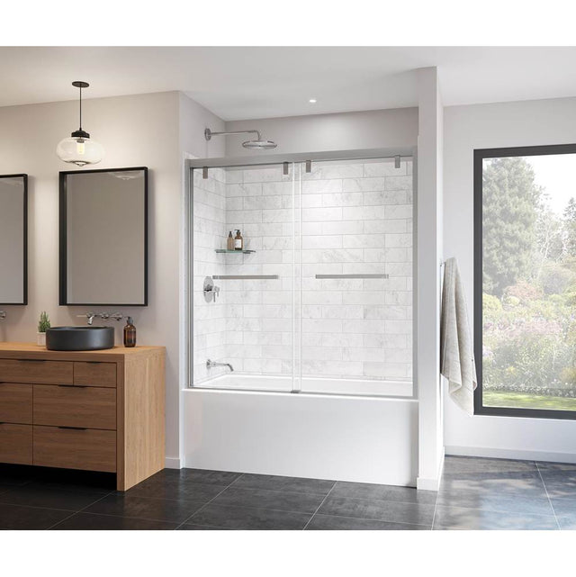 Maax - Uptown 56-59 x 58 in. 8 mm Bypass Tub Door for Alcove Installation with Clear glass in Chrome