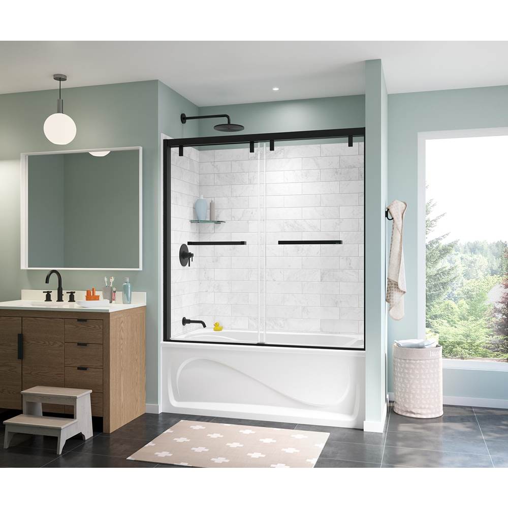 Uptown 56-59 x 58 in. 8 mm Bypass Tub Door for Alcove Installation with Clear glass in Matte Black
