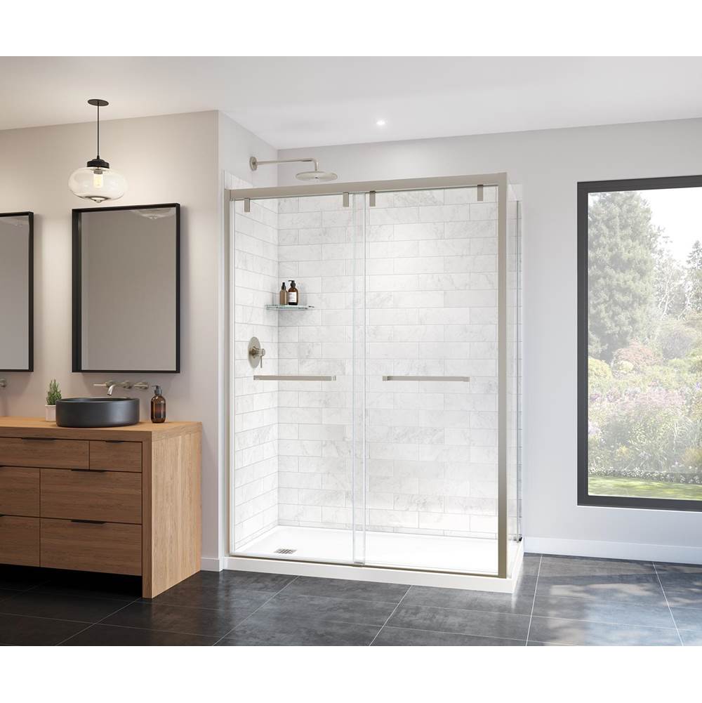 Uptown 56-59 x 76 in. 8 mm Bypass Shower Door for Alcove Installation with Clear glass in Brushed Nickel