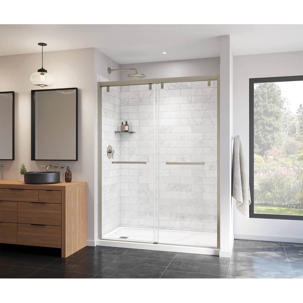 Maax - Uptown 56-59 x 76 in. 8 mm Bypass Shower Door for Alcove Installation with Clear glass in Brushed Nickel