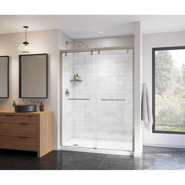 Maax - Uptown 56-59 x 76 in. 8 mm Bypass Shower Door for Alcove Installation with Clear glass in Brushed Nickel