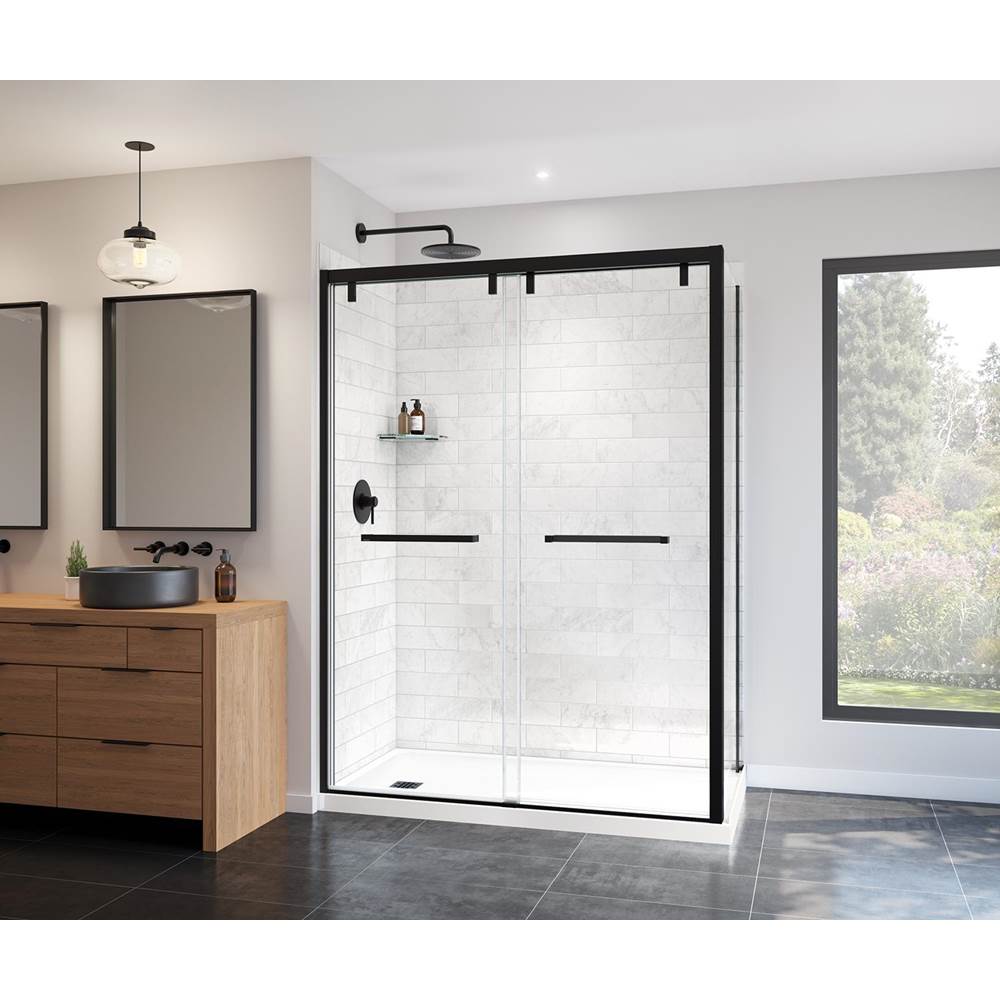 Uptown 56-59   x 76 in. 8 mm Bypass Shower Door for Alcove Installation with Clear glass in Matte Black