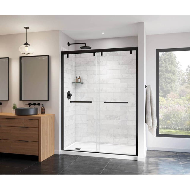 Maax - Uptown 56-59   x 76 in. 8 mm Bypass Shower Door for Alcove Installation with Clear glass in Matte Black