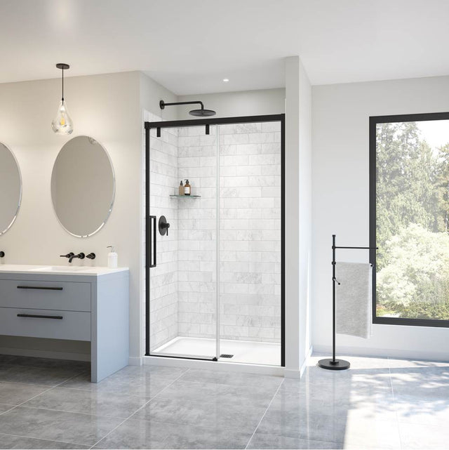 Maax - Uptown 44-47 x 76 in. 8 mm Sliding Shower Door for Alcove Installation with Clear glass in Matte Black