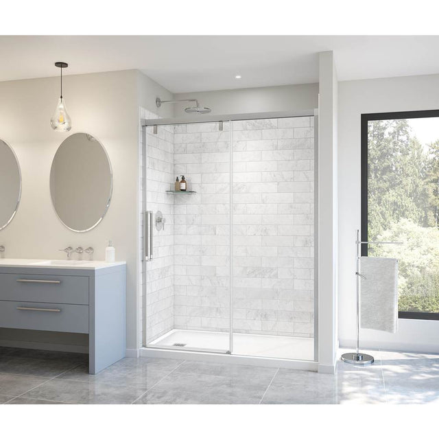 Maax - Uptown 56-59 x 76 in. 8 mm Sliding Shower Door for Alcove Installation with Clear glass in Chrome