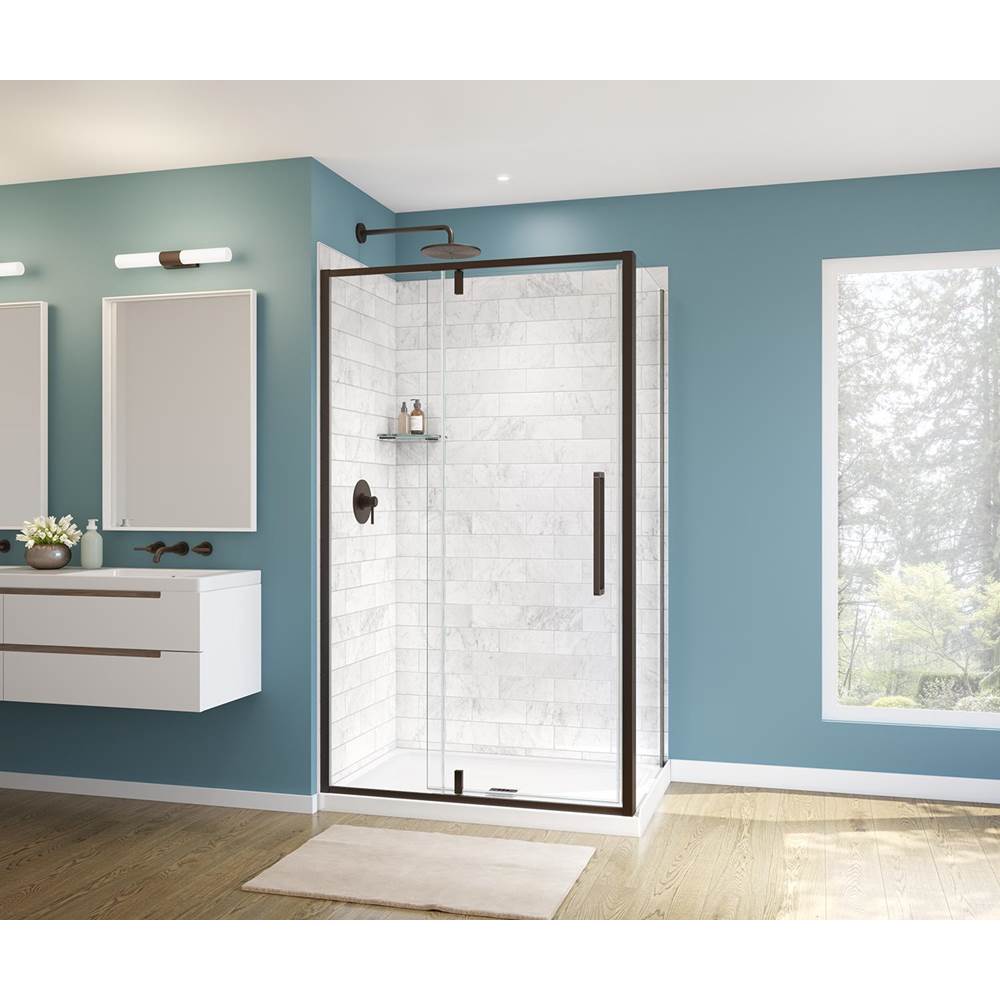 Uptown 45-47 x 76 in. 8 mm Pivot Shower Door for Alcove Installation with Clear glass in Dark Bronze