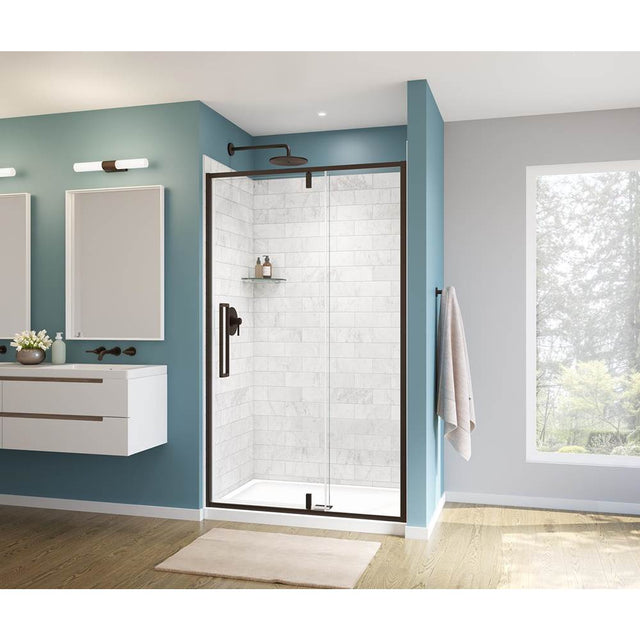 Maax - Uptown 45-47 x 76 in. 8 mm Pivot Shower Door for Alcove Installation with Clear glass in Dark Bronze